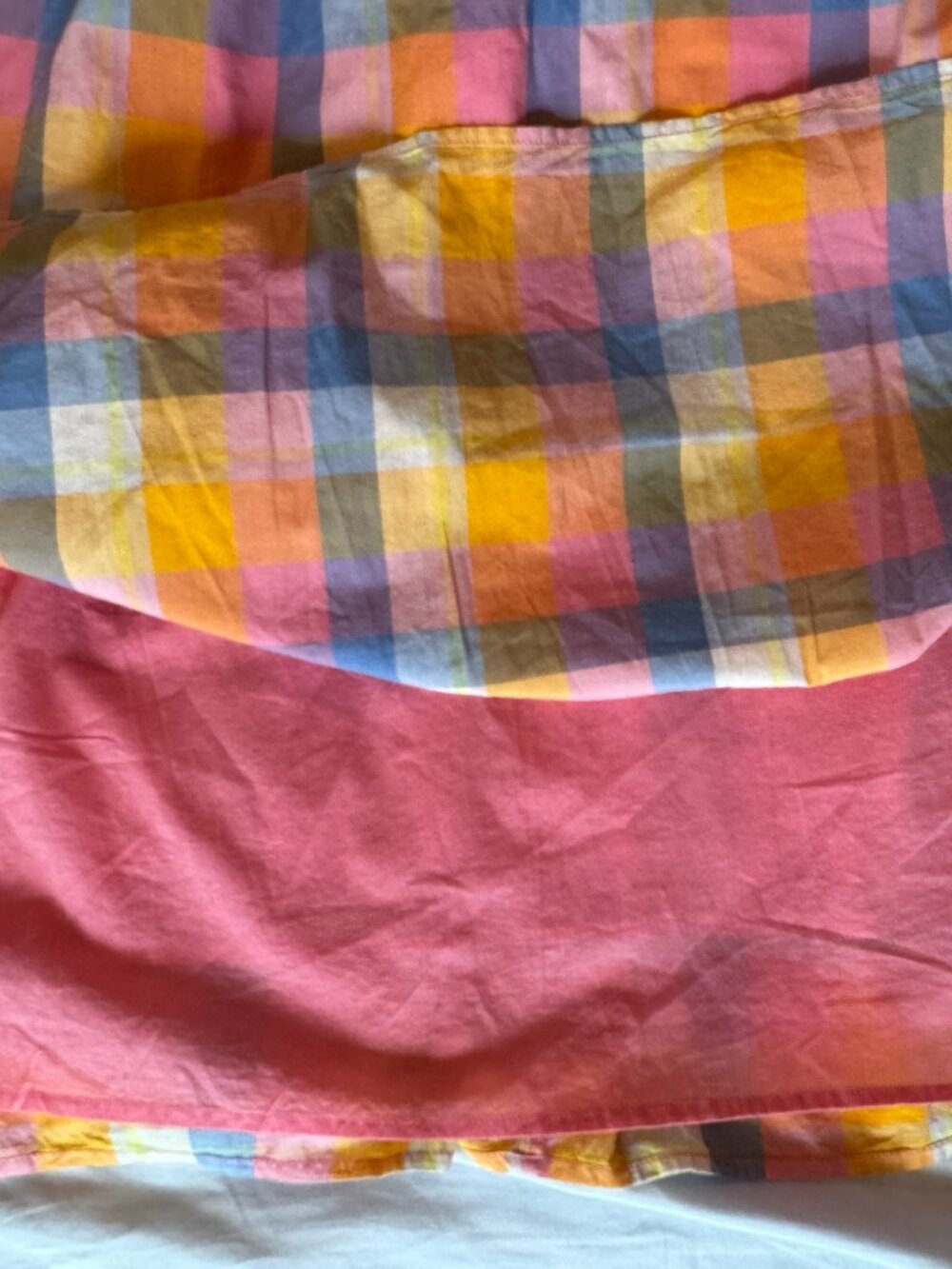 Free Assembly XXL Cotton Pastel Plaid Tiered Sundress Tie Straps Lined Pockets - Picture 8 of 14